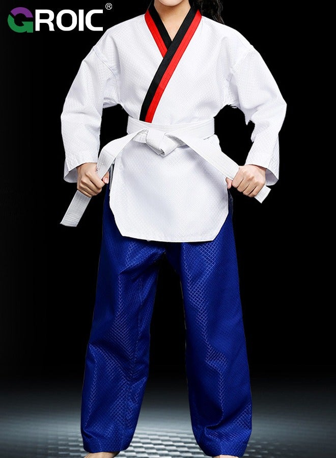 Taekwondo Suit, Karate Uniform Brazilian BJJ Gi Jiu Jitsu Gi for Kids, Gi Uniform Durable Pant & Jacket, Sports Training Clothes Parts, Lightweight Student Karate Gi Martial Arts Uniform with Belt