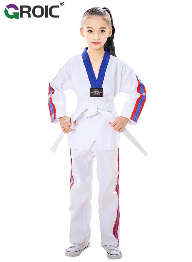 Taekwondo Suit, Karate Uniform Brazilian BJJ Gi Jiu Jitsu Gi for Kids, Gi Uniform Durable Pant & Jacket, Sports Training Clothes Parts, Lightweight Student Karate Gi Martial Arts Uniform with Belt