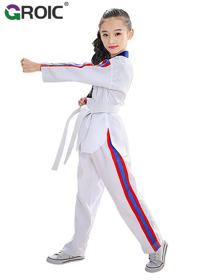 Taekwondo Suit, Karate Uniform Brazilian BJJ Gi Jiu Jitsu Gi for Kids, Gi Uniform Durable Pant & Jacket, Sports Training Clothes Parts, Lightweight Student Karate Gi Martial Arts Uniform with Belt