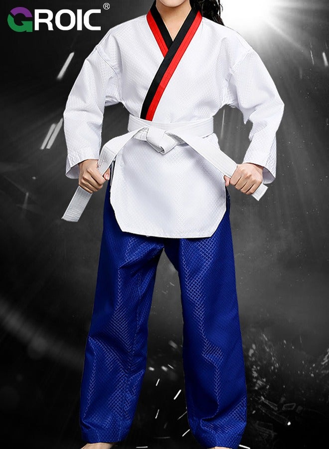 Taekwondo Suit, Karate Uniform Brazilian BJJ Gi Jiu Jitsu Gi for Kids, Gi Uniform Durable Pant & Jacket, Sports Training Clothes Parts, Lightweight Student Karate Gi Martial Arts Uniform with Belt