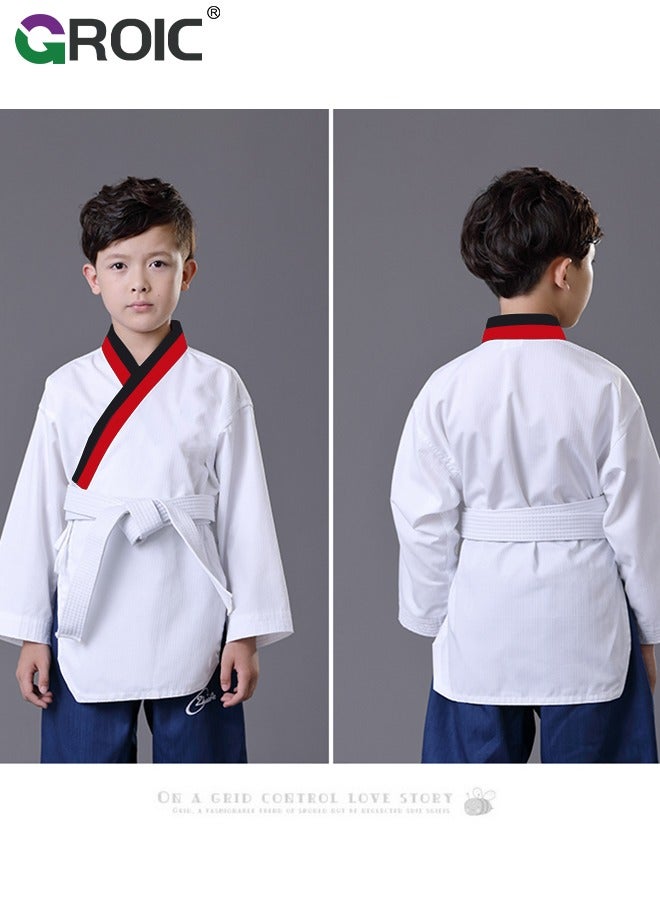 Taekwondo Suit, Karate Uniform Brazilian BJJ Gi Jiu Jitsu Gi for Kids, Gi Uniform Durable Pant & Jacket, Sports Training Clothes Parts, Lightweight Student Karate Gi Martial Arts Uniform with Belt