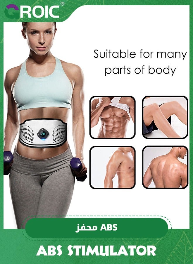 ABS Stimulator, USB Rechargeable Portable Fitness Workout Equipment Without Gel Pads for Arm, Leg, Home Office, ABS Training Workout Belt,Portable Fitness Apparatus