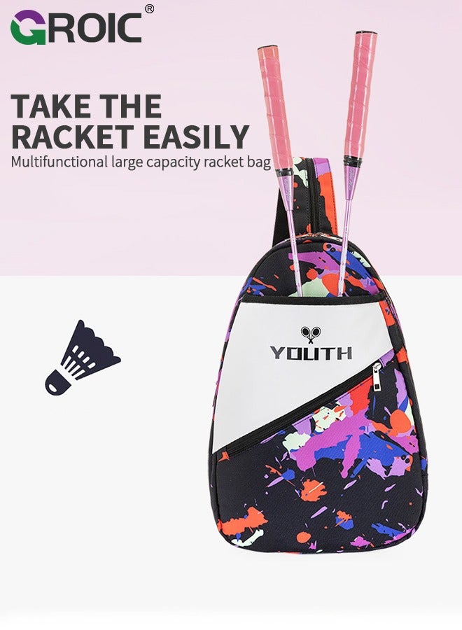 Tennis Bag Squash Racquet Backpack Pickleball Bag Badminton Racquet Bag , Racket Bags Holds 2 Rackets, Crossbody Bag Backpack Zipper 2-in-1 Large Capacity with Ventilated Shoe Compartment