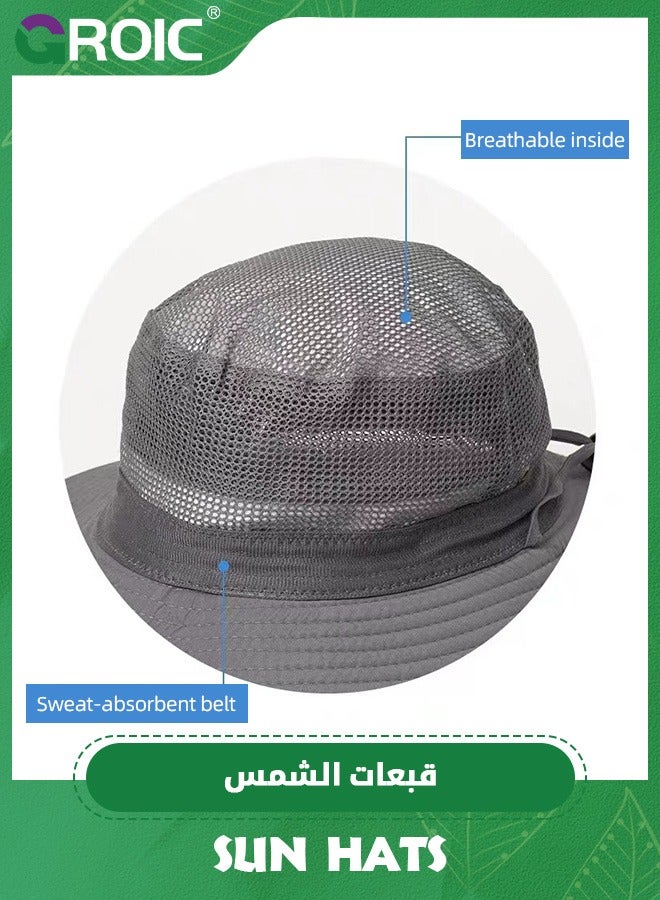 Men's Sun Hats UV Protection Summer Hat，Wide Brim UPF50+ Fishing Boonie Hat Waterproof Packable Bucket Cap with Sunscreen Clothing,Sun Protection Jacket,Sunscreen Suit