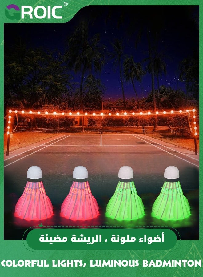 Badminton Net Light, 17 Colors 8 Modes Waterproof LED Light with Remote for Backyard Badminton Volleyball Game at Night,LED Light for Playing Junior Tennis, Backyard Games with 4 LED Shuttlecocks