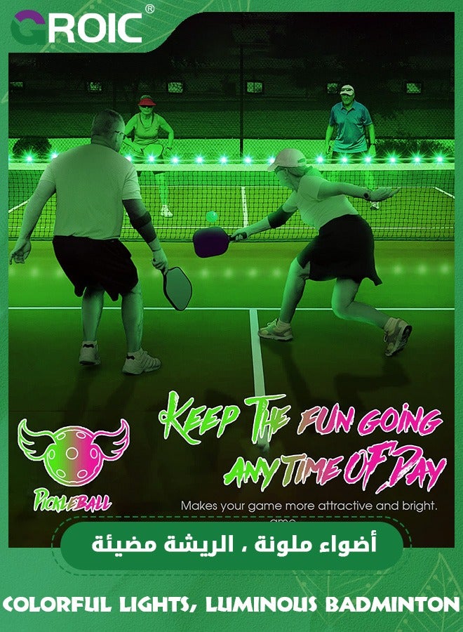 Badminton Net Light, 17 Colors 8 Modes Waterproof LED Light with Remote for Backyard Badminton Volleyball Game at Night,LED Light for Playing Junior Tennis, Backyard Games with 4 LED Shuttlecocks