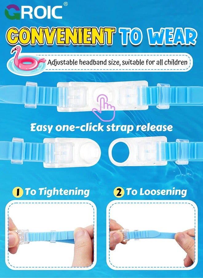 2 Pack Kids Swim Goggles, Wide View Swimming Goggles for Children, Leak-proof UV Protection Waterproof Anti-fog Professional Swim Goggles Clear Vision Underwater for Kids Swimming