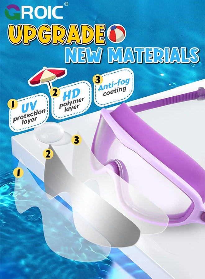 2 Pack Kids Swim Goggles, Wide View Swimming Goggles for Children, Leak-proof UV Protection Waterproof Anti-fog Professional Swim Goggles Clear Vision Underwater for Kids Swimming
