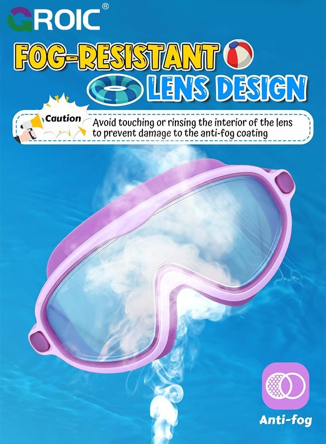 2 Pack Kids Swim Goggles, Wide View Swimming Goggles for Children, Leak-proof UV Protection Waterproof Anti-fog Professional Swim Goggles Clear Vision Underwater for Kids Swimming