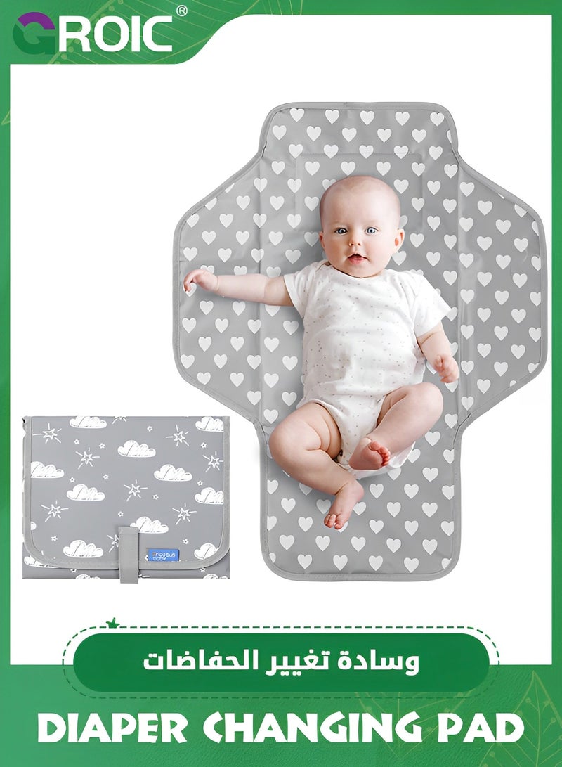 Baby Portable Changing Pad,Waterproof Compact Diaper Changing Mat with Built-in Pillow,Lightweight & Foldable Changing Station,Diaper Changing Pad