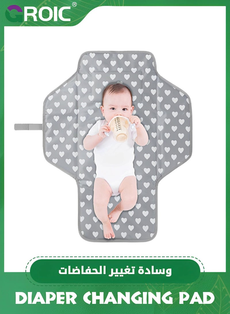 Baby Portable Changing Pad,Waterproof Compact Diaper Changing Mat with Built-in Pillow,Lightweight & Foldable Changing Station,Diaper Changing Pad