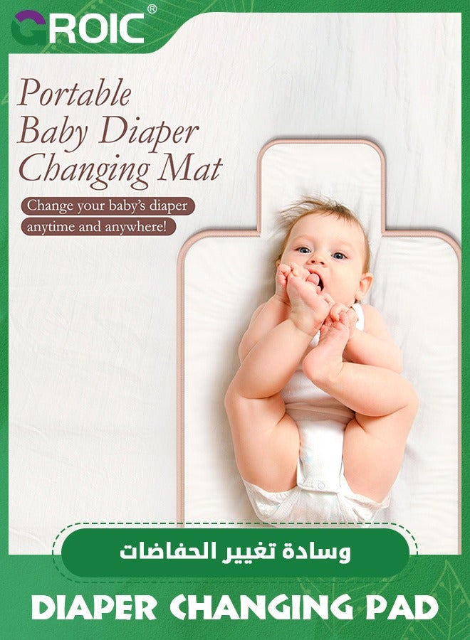 Baby Changing Pad,Travel Diaper Changing Pad,Compact & Foldable Baby Diaper Changing Mat,Waterproof Portable Changing Mat with Built-in Pillow