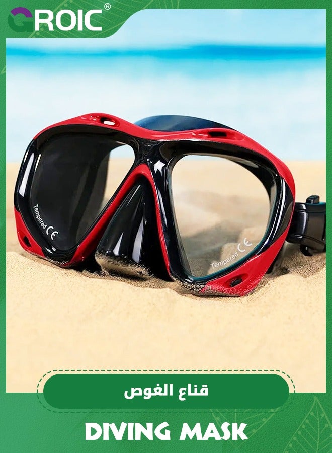 Snorkel Diving Mask Panoramic HD Swim Mask, Anti-Fog Scuba Diving Goggles,Tempered Glass Dive Mask Adult Youth Swim Goggles with Nose Cover for Diving, Snorkeling, Swimming