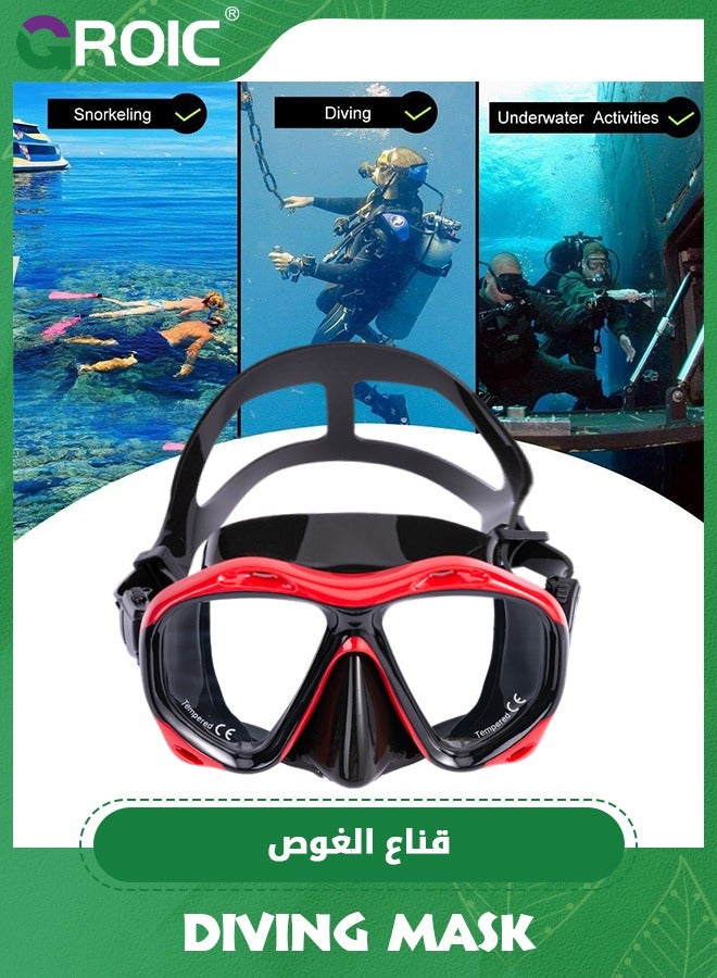 Snorkel Diving Mask Panoramic HD Swim Mask, Anti-Fog Scuba Diving Goggles,Tempered Glass Dive Mask Adult Youth Swim Goggles with Nose Cover for Diving, Snorkeling, Swimming