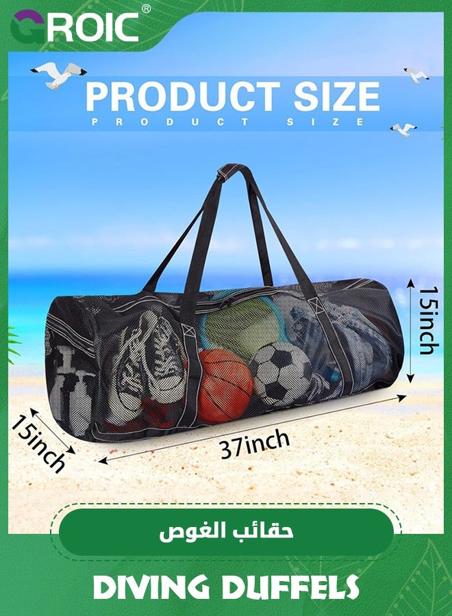 Super Large Mesh Dive Bag for Scuba or Snorkeling - Diving Snorkel Gear Bags Extra Large Beach and Totes with Zipper Pockets Oversized Duffle Ideal Your Pool Trip