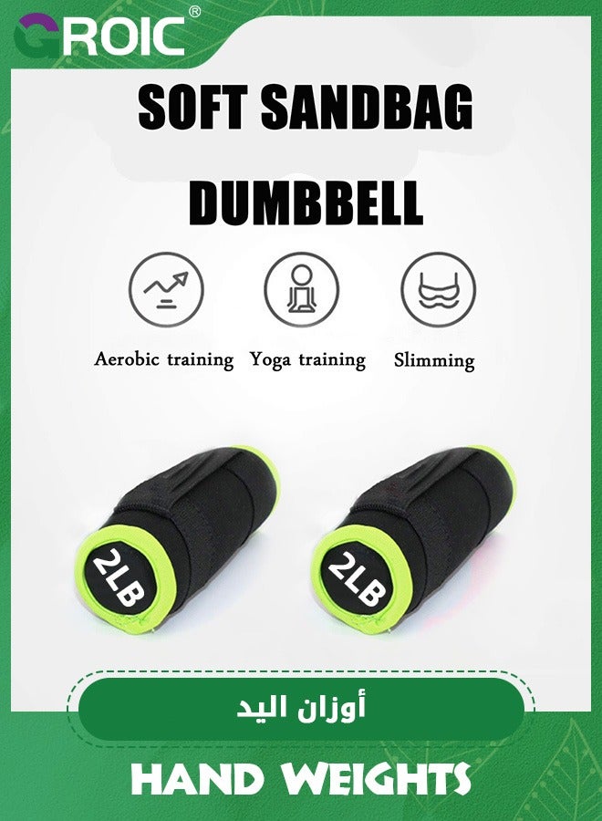 2PCS Soft Hand Weights Straps,Comes in 2LB Weights,Weighted Neoprene Dumbbells with Straps for Walking Weight for Aerobics, Jogging, Running,Soft Dumbbells