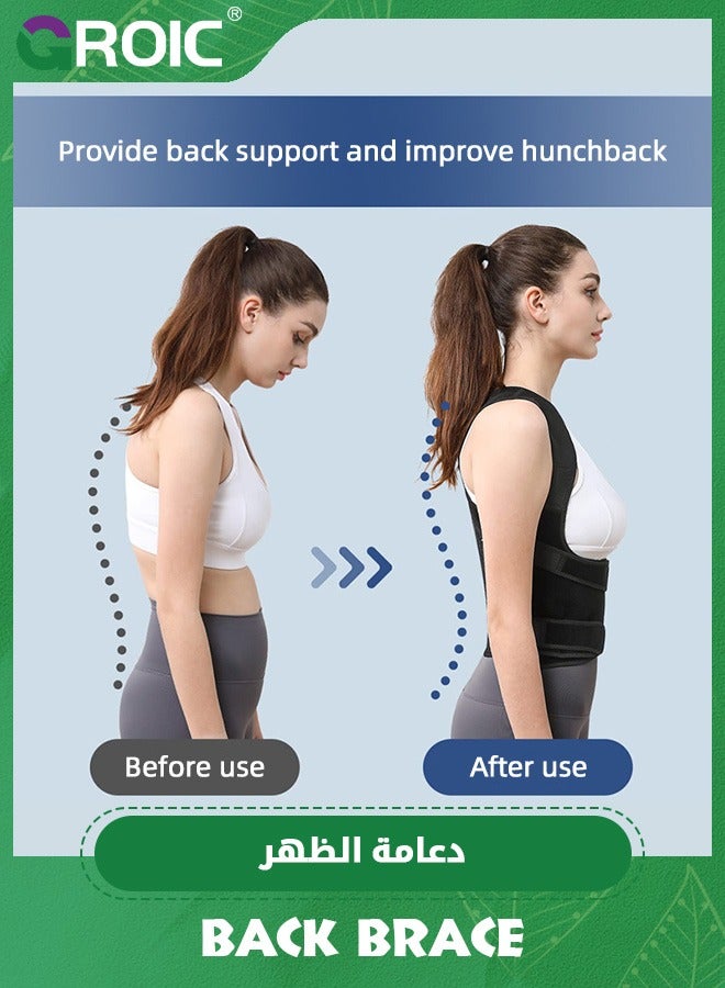 Back Brace Posture Corrector for Women and Men, Shoulder Straightener, Adjustable Full Back Support, Upper and Lower Back Pain Relief - Scoliosis, Hunchback, Hump, Thoracic, Spine Corrector