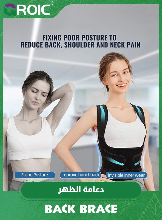 Back Brace Posture Corrector for Women and Men, Shoulder Straightener, Adjustable Full Back Support, Upper and Lower Back Pain Relief - Scoliosis, Hunchback, Hump, Thoracic, Spine Corrector