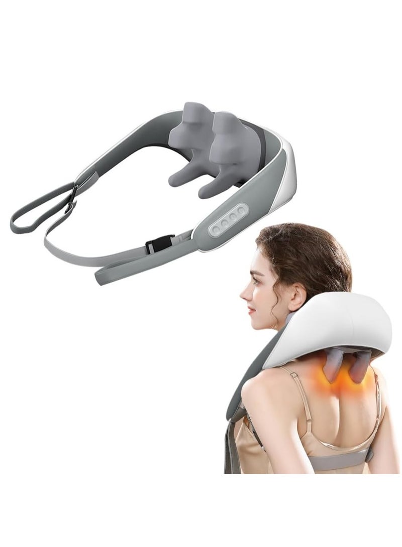 Shiatsu Neck Shoulder Massager With Heat Relieve Tension Target Acupoints Spa-Quality 6D Extra Large Massage Head Wearable Design Ideal Pain Relief Muscle Relaxation Stress Reduction