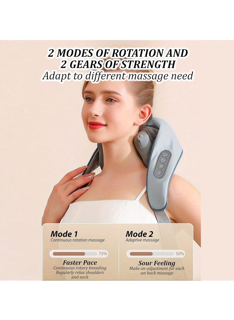 Shiatsu Neck Shoulder Massager With Heat Relieve Tension Target Acupoints Spa-Quality 6D Extra Large Massage Head Wearable Design Ideal Pain Relief Muscle Relaxation Stress Reduction