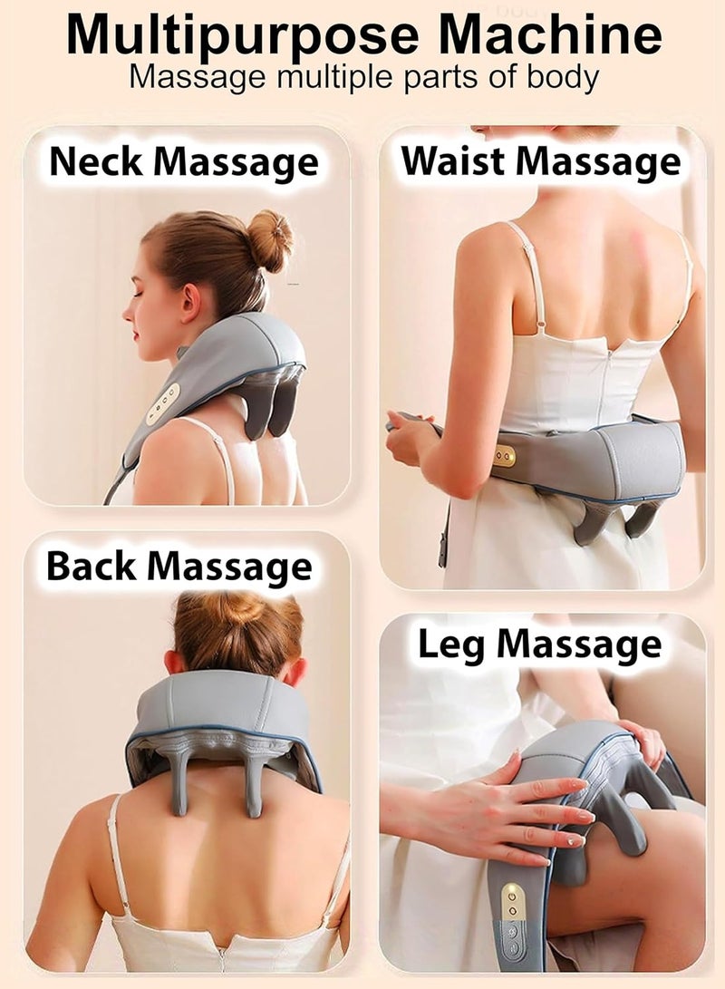 Shiatsu Neck Shoulder Massager With Heat Relieve Tension Target Acupoints Spa-Quality 6D Extra Large Massage Head Wearable Design Ideal Pain Relief Muscle Relaxation Stress Reduction