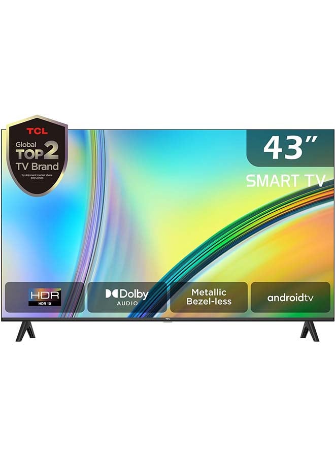 43 Inch FHD Smart Android TV, HDR 10, Dolby Audio, Micro Dimming, Metallic Bezel-less Design (2024 Model) 43S5400A Black