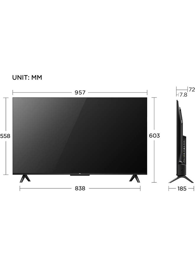 43 Inch 4K UHD Smart Google TV, HDR 10, Dolby Audio, Dynamic Color Enhancement, Metallic Bezel-less Design (2024 Model) 43P61B Black