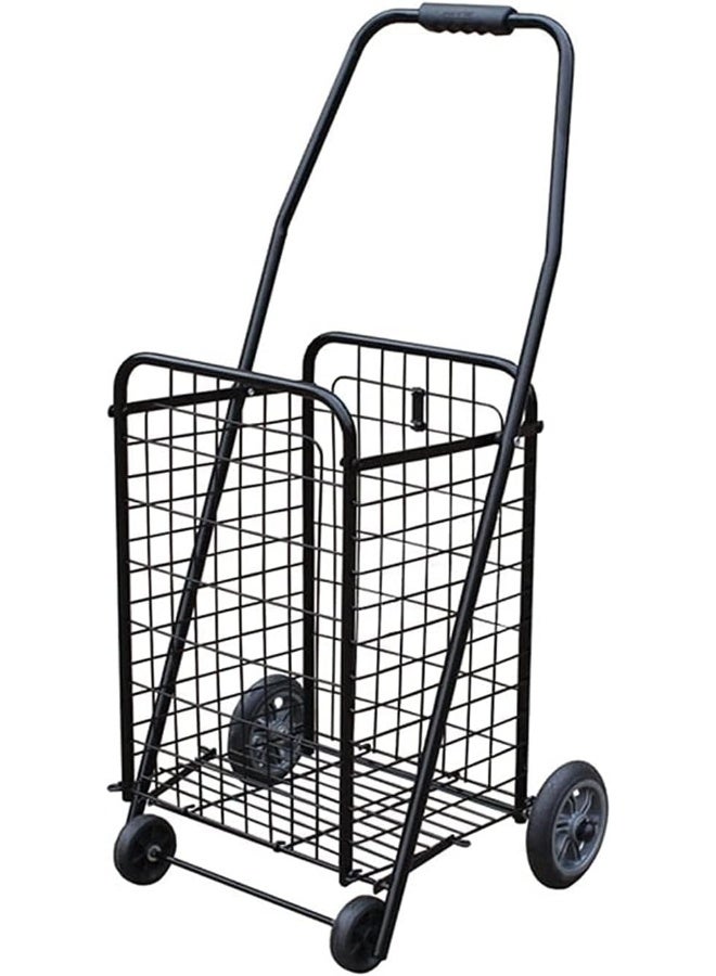 Lightweight Folding Shopping Cart | Shopping Cart with Wheels for Groceries, Utility Cart Folding Cart for Convenient Storage | Trolley for Laundry, Groceries, Travel, Black