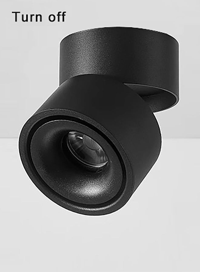 LED Adjustable Ceiling Spotlight Directional Black Surface Mounted Downlight COB 12W 4000K Netural Aluminum For Hallway Gallery Display Living Room