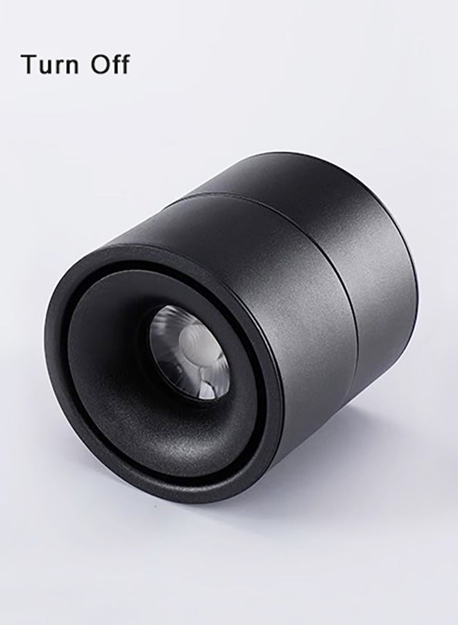LED Adjustable Ceiling Spotlight Directional Black Surface Mounted Downlight COB 12W 4000K Netural Aluminum For Hallway Gallery Display Living Room