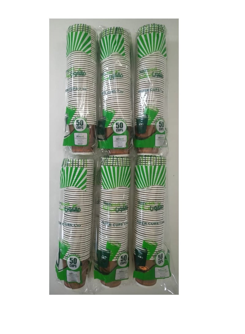 Falcon Pack Of 6 X 50 Pcs (300 Psc) Paper Cups 7oz