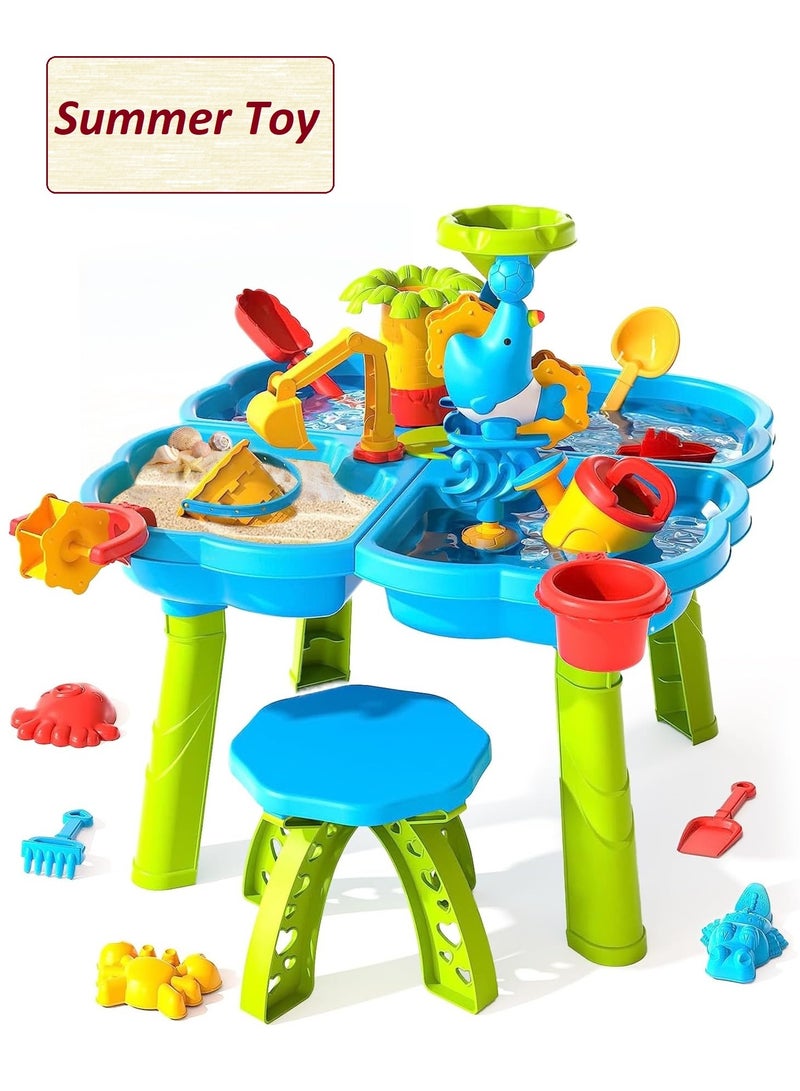 Altheqa Kids Water Table 4 IN 1 Sand Water Table Sport Outdoor Toys for Toddlers Kids Water Game Tables Summer Beach Toys Birthday Gifts Toys for Boys Girls (4 in 1 Water Table)