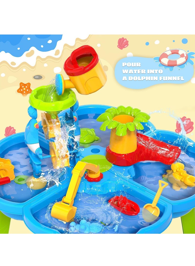 Altheqa Kids Water Table 4 IN 1 Sand Water Table Sport Outdoor Toys for Toddlers Kids Water Game Tables Summer Beach Toys Birthday Gifts Toys for Boys Girls (4 in 1 Water Table)