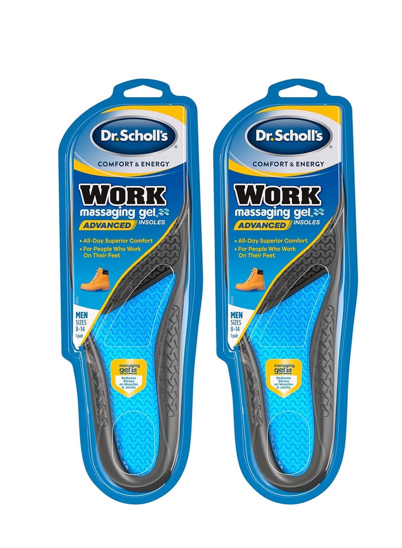 Dr. Scholl's Work Insoles (Pack) // All-Day Shock Absorption and Reinforced Arch Support That Fits in Work Boots and More (for Men's 8-14, Also Available for Women's 6-10) 1 Pair (Pack of 2) 2 Count