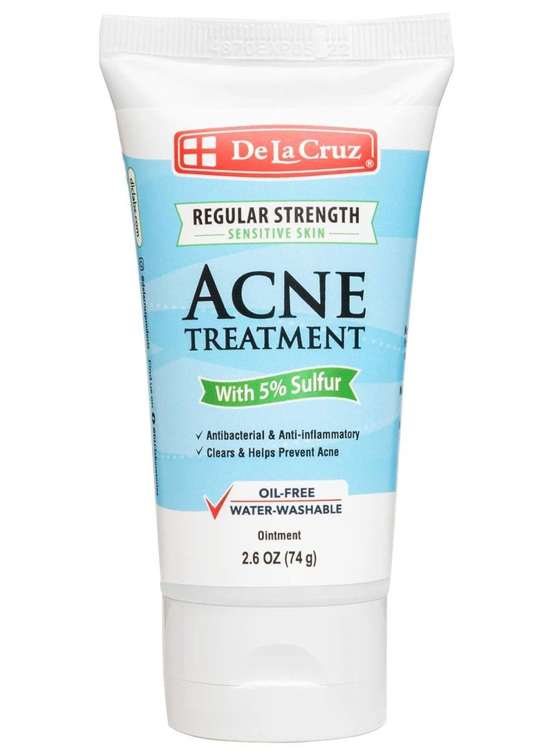 De La Cruz 5% Sulfur Ointment - Cystic Acne Treatment for Face and Body - Daily 10 Min Spot Treatment Mask - Safe and Effective Game Changing Hormonal Acne Treatment that Clears Up Pimples 2.6oz Tube