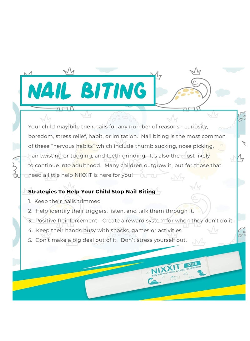 Nail Biting Treatment for Kids - Stop Thumb Sucking for Kids, Toddlers, Children - No Bite Nail Polish Pen - Non Glossy - Bitter Taste - Safe & Effective Solution