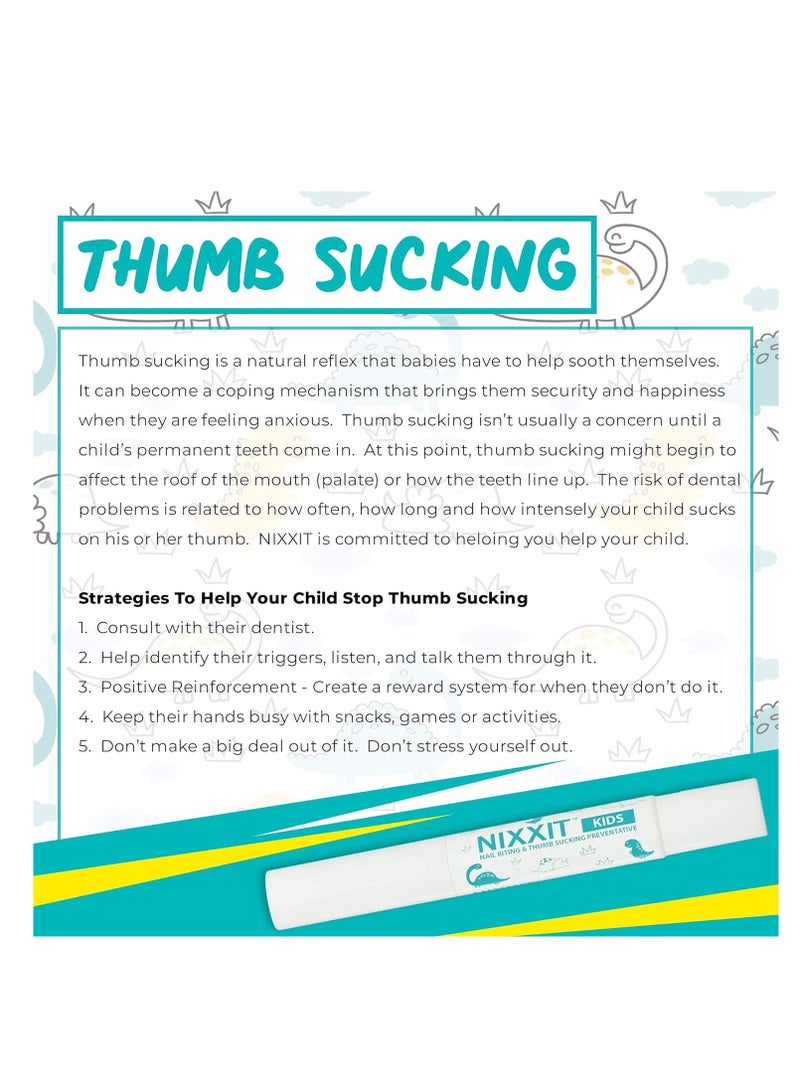 Nail Biting Treatment for Kids - Stop Thumb Sucking for Kids, Toddlers, Children - No Bite Nail Polish Pen - Non Glossy - Bitter Taste - Safe & Effective Solution