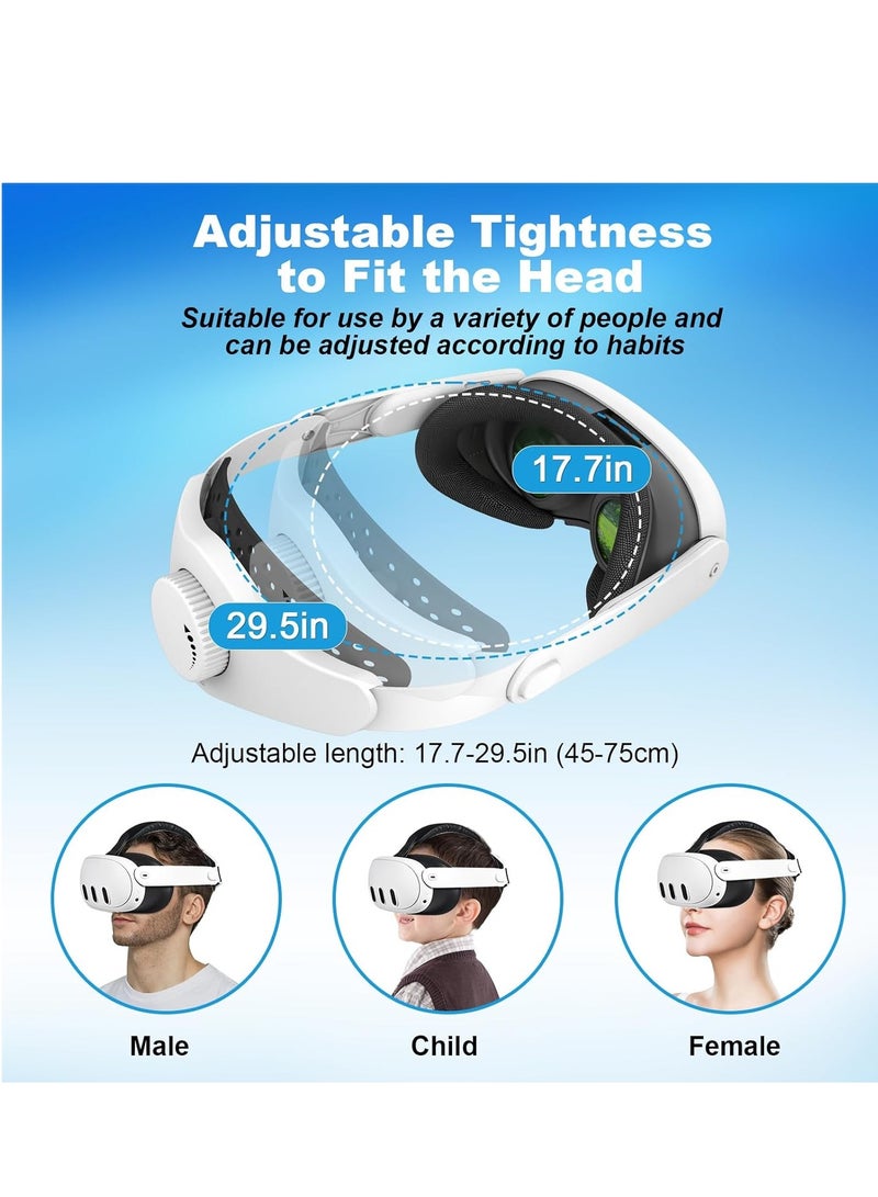 RC Head Strap for Meta Quest 3, Adjustable Comfortable Elite Strap Replacement VR Headset Strap for Oculus Quest 3 Accessories, Reduce Head Pressure and Improve Immersion