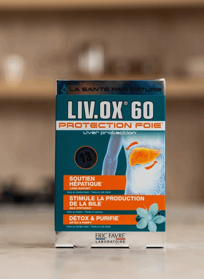 Liv'Ox 60 - Liver Detoxification Supplement with Milk Thistle, Rosemary, and 15 Synergistic Ingredients Box of 60 tablets