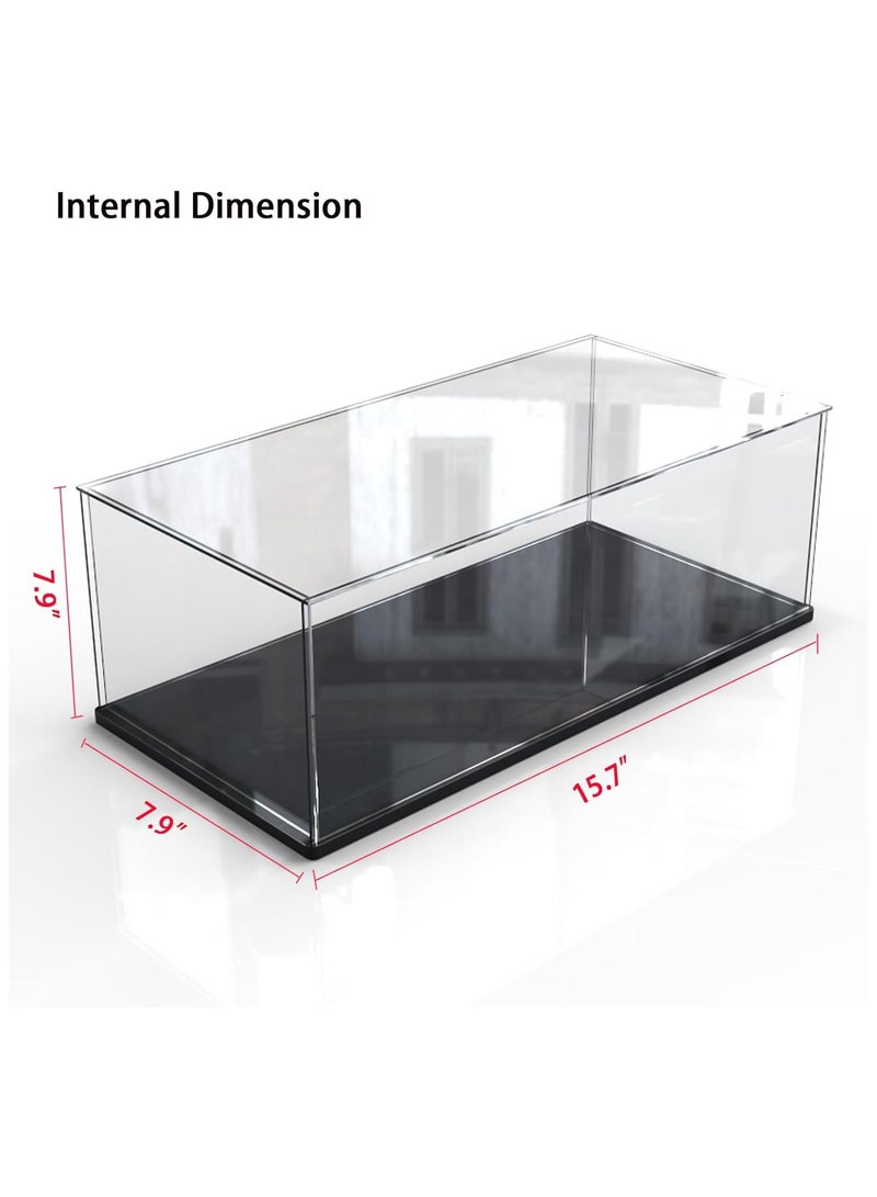Clear Acrylic Display Case for Lego 21317 10295 Collectibles, Assemble Box Dustproof Protection with Black Wood-Plastic Base & String Light 15.7x7.9x7.9inch