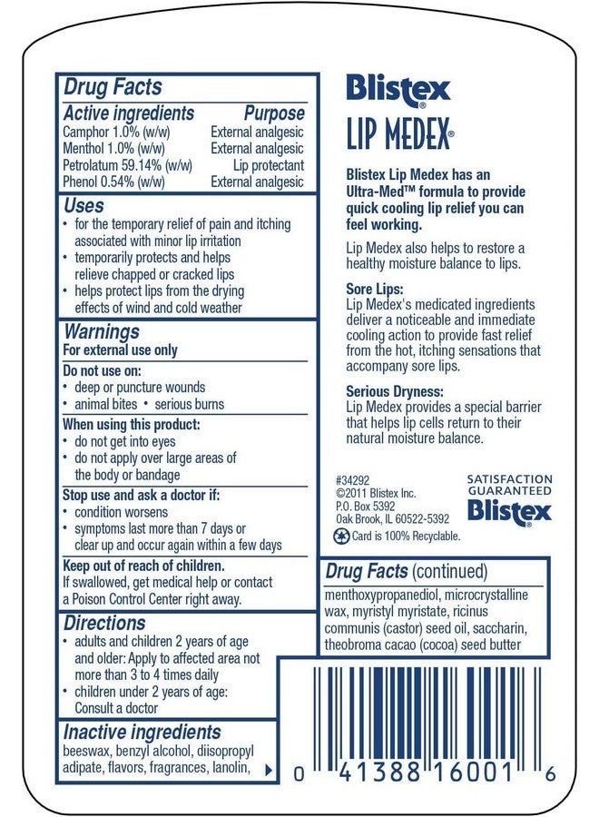 Lip Medex Lip Balm 0.38 Ounce Jar Pack Of 6 Medicated Lip Balm & Cooling Lip Care Lip Moisturizer For Dry Cracked Lips Fast Relief For Sore Lips Value Size