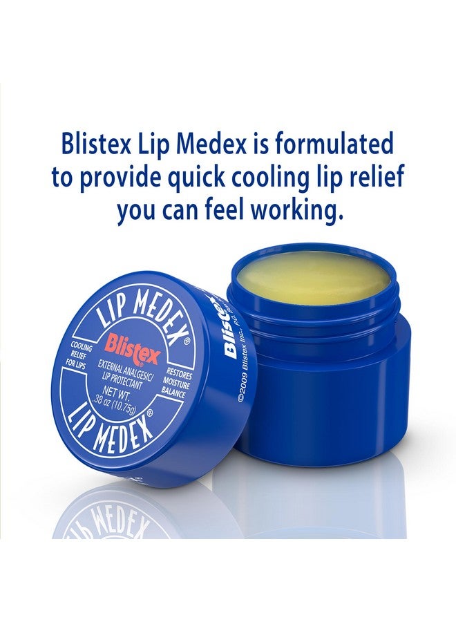 Lip Medex Lip Balm 0.38 Ounce Jar Pack Of 6 Medicated Lip Balm & Cooling Lip Care Lip Moisturizer For Dry Cracked Lips Fast Relief For Sore Lips Value Size