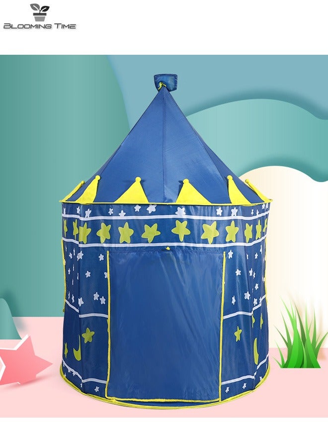 Star And Moon Pattern Yurt Tent, Indoor And Outdoor Game House, Dream Castle, Dark Blue