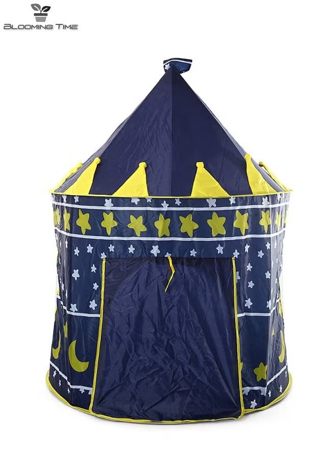 Star And Moon Pattern Yurt Tent, Indoor And Outdoor Game House, Dream Castle, Dark Blue