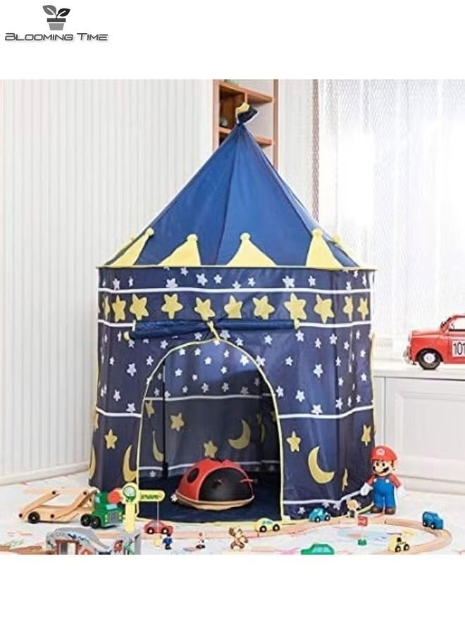 Star And Moon Pattern Yurt Tent, Indoor And Outdoor Game House, Dream Castle, Dark Blue