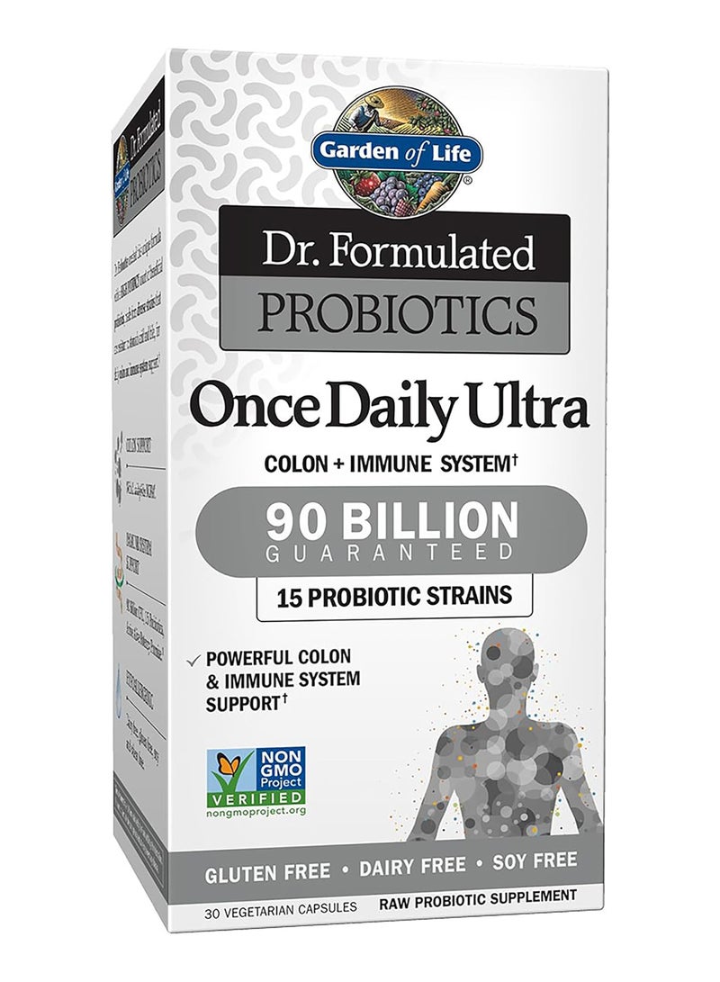 Once Daily Ultra Raw Probiotic Supplement Infused With 15 Probiotic Strands Supports Colon Health And Immune System 30 Vegan Capsules