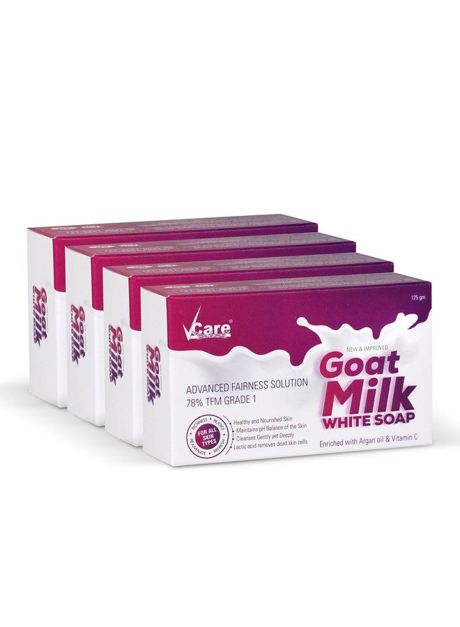 Goat Milk White Soap 125 Gm (Pack Of 4) Enriched With Argan Oil & Vitamin Cbest Soap For Skin Hydration & Nourishment