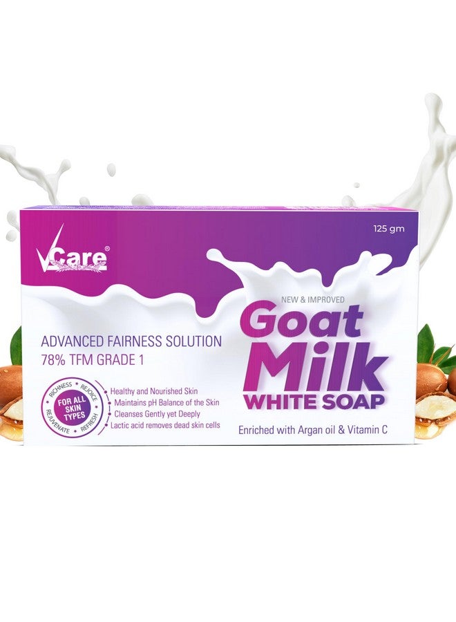 Goat Milk White Soap 125 Gm (Pack Of 4) Enriched With Argan Oil & Vitamin Cbest Soap For Skin Hydration & Nourishment