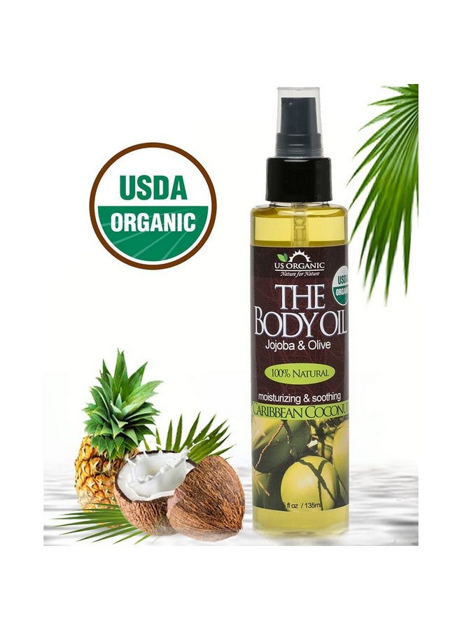 Body Oil Smooth Caribbean Coconut Jojoba And Olive Oil With Vitamin E Usda Certified No Alcohol Paraben Artificial Detergents Color Or Synthetic Perfume 5 Fl.Oz (Caribbean Coconut)