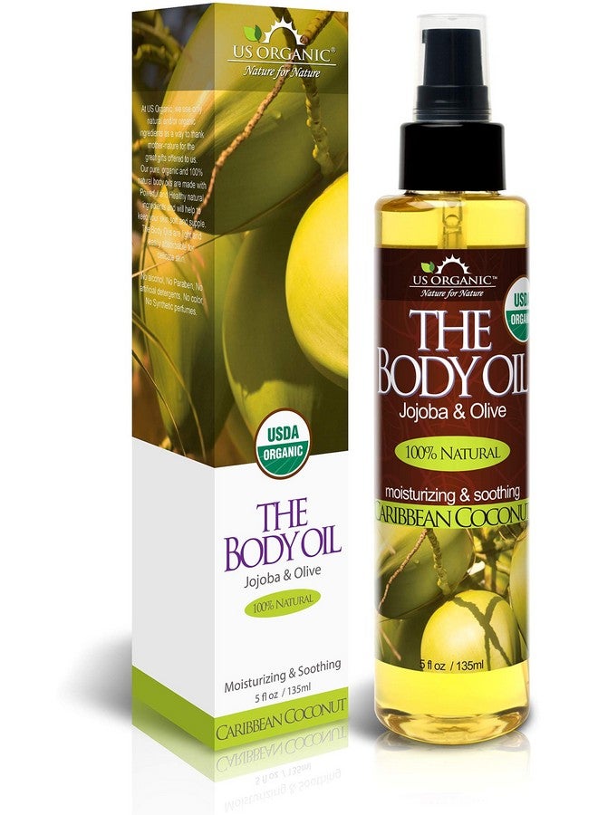 Body Oil Smooth Caribbean Coconut Jojoba And Olive Oil With Vitamin E Usda Certified No Alcohol Paraben Artificial Detergents Color Or Synthetic Perfume 5 Fl.Oz (Caribbean Coconut)